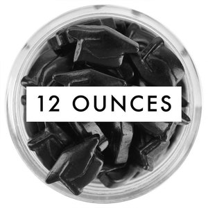 Black Graduation Hat Candy Sprinkles 12 OZ - cute graduation cap sprinkles for decorating cupcakes, cakes, and cookies