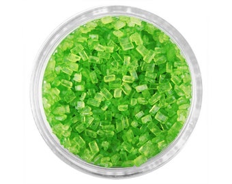 Lime Green Chunky Sugar - bright lime green sugar crystals sprinkles for decorating cupcakes, cakes, cakepops, and cookies