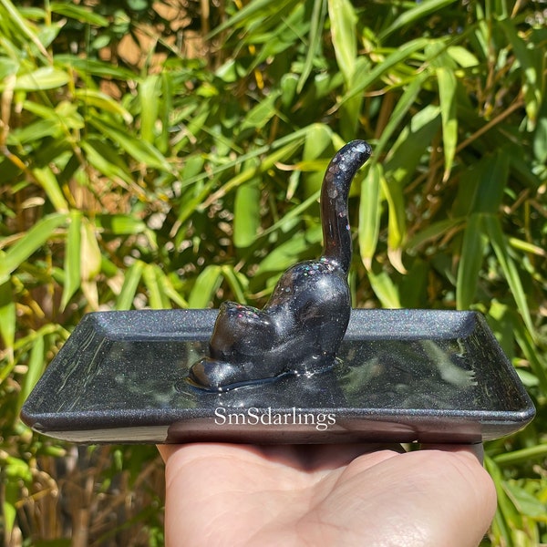 Cat ring holder jewelry dish, trinket dish, black cat, jewelry storage, accessory, jewelry tray