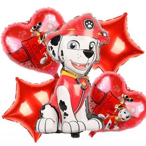 Fire Paw Pup Balloon Set – 5-Piece Red Balloon Bundle | Puppy Party Decor