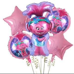 Poppy Balloon Set – 5-Piece Pink Foil Balloons | Pink Birthday Party Decor