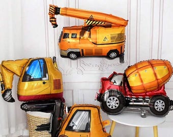 Construction Vehicle Balloon Set – 4 Large Foil Balloons