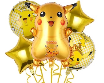 Yellow Electric Cartoon Balloon set Gold Star 5 Piece Set