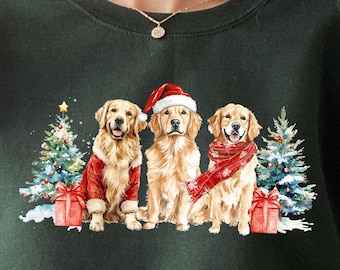Sudadera navideña de Golden Retriever, camiseta navideña para perros, camiseta para mamá Golden Retriever, regalo para amantes de los perros, suéter navideño, camiseta de Año Nuevo, camiseta navideña