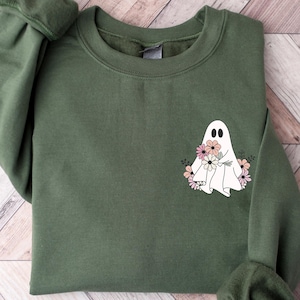 Сute Ghost Floral Shirt, Halloween Ghost  Floral Shirt, Spooky Season Tee, Halloween Party Outfit, Cute Halloween Womens Clothing Gifts