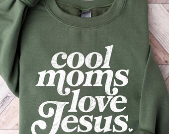 Camiseta "Mães Legais Amam Jesus", Camiseta para Mães Cristãs, Camiseta para Mães que Oram, Camiseta com Base na Fé, Camiseta para Fiéis, Camiseta para Mães Religiosas, Moletom Cristão