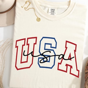 Comfort Colors® 独立記念日シャツ、USAシャツ、独立記念日シャツ、独立記念日レディースシャツ、愛国心シャツ、独立記念日シャツ、USA Tシャツ