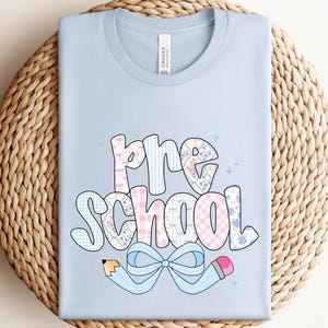 Preschool Teacher Shirt, Pre K Teacher Tee,First Day Of Preschool Shirt, Back To School Shirt, Teacher's Day Shirt Gift, Coquette Pencil Bow