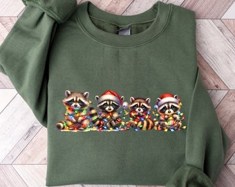 Christmas Raccoon Sweatshirt, Funny Christmas Sweatshirt, Christmas Crewneck, Merry Christmas Shirt, Christmas Animal Shirt, Christmas Shirt