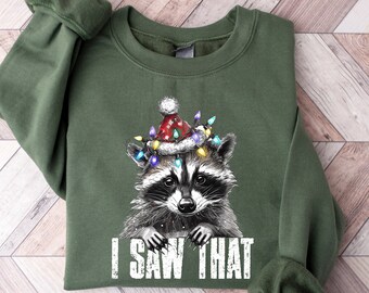 Funny Christmas Sweatshirt, Christmas Raccoon Shirt, Christmas Crewneck, Xmas, Merry Christmas Shirt, Christmas Animal Shirt, Christmas Gift