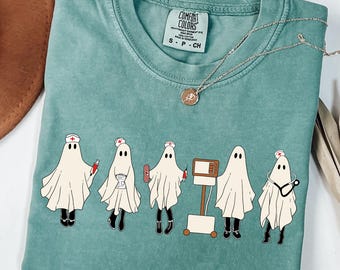 Comfort Colors Halloween Nurse Shirt: Spooky Boo Crew Graphic Tee