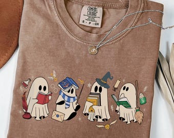 Comfort Colors Halloween Ghosts Reading Shirt: Bookworm Gift