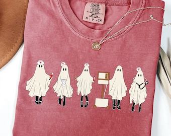 Camisa de enfermera de Halloween Comfort Colors®, camisa de enfermera, camisa de enfermera espeluznante, camisa de enfermera fantasma, camisa de enfermera divertida de Halloween, camisa de enfermera espeluznante