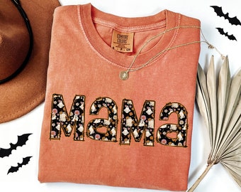 Comfort Colors® Halloween Mama Shirt, Spooky Mama Shirt, Fall Mama Tee, Pumpkin Mama Shirt, Halloween Mom Gift, Halloween Momster Shirt