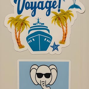 Towel Animal and Bon Voyage Cruise Magnet Set, Cruise Door Towel Animal Magnet Set