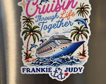 Imán para puerta de crucero "Cruisin' Through Life", imanes personalizados para puertas de crucero
