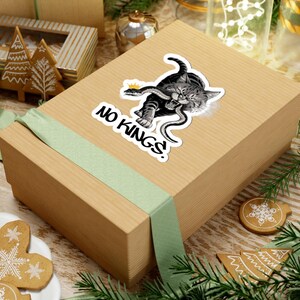 Bold Cat 'No Kings' Kiss-Cut Sticker: Laptop, Journal, Phone Case image 10