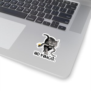 Bold Cat 'No Kings' Kiss-Cut Sticker: Laptop, Journal, Phone Case image 7