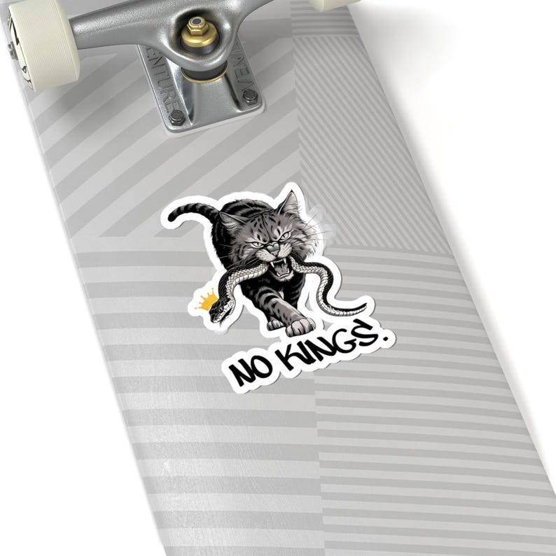 Bold Cat 'No Kings' Kiss-Cut Sticker: Laptop, Journal, Phone Case image 5