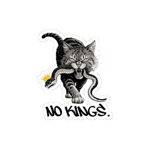 Bold Cat 'No Kings' Kiss-Cut Sticker: Laptop, Journal, Phone Case image 2