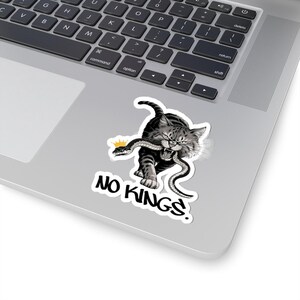 Bold Cat 'No Kings' Kiss-Cut Sticker: Laptop, Journal, Phone Case image 6
