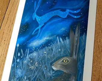 Art Print x1.  The Starlight Hare By Karen Davis