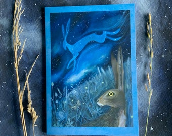 Greeting Card x1 The Starlight Hare. by Karen Davis