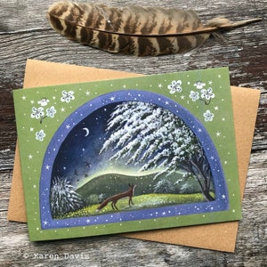 Greeting Card x1 Hawthorn Fox/ Spring by Karen Davis