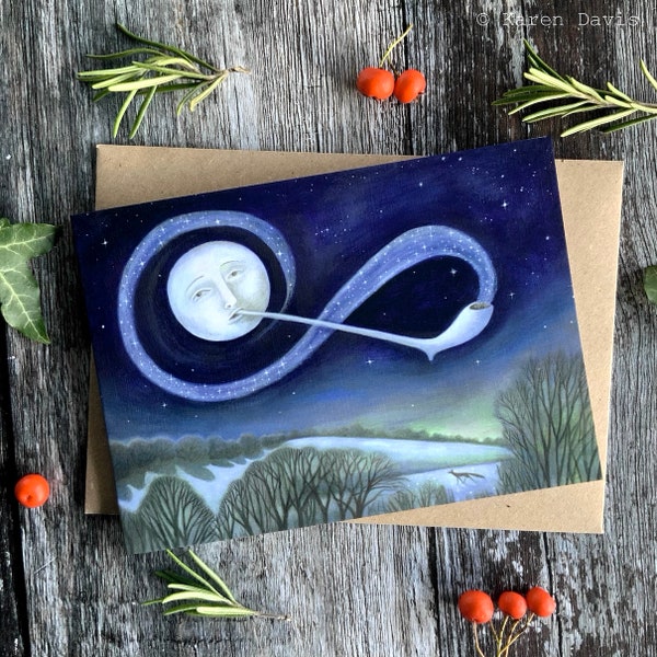 Greeting Card x1 Mudlarkers Moon. Mudlarker/Moon/Fox By Karen Davis