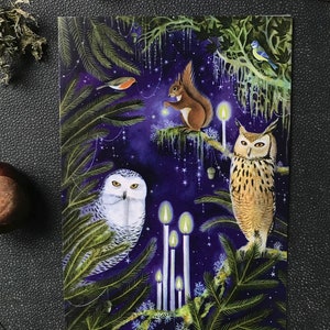 Spellbound in the Forest. Magical Birds Greeting Card x1.