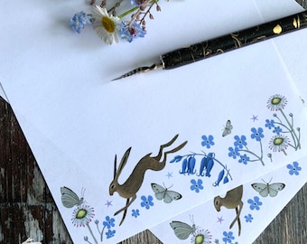 Writing Paper Design. 'DIGITAL DOWNLOAD' PDF File. Spring Hare #1