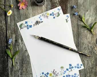 Writing Paper Design. 'DIGITAL DOWNLOAD' PDF File. Flowers and Bee