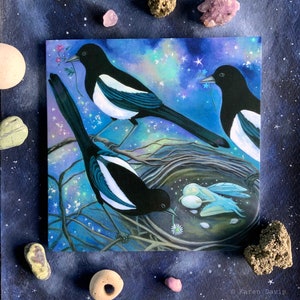 Greeting Card x1. Magi/Magpie/Bird/Fairy by Karen Davis