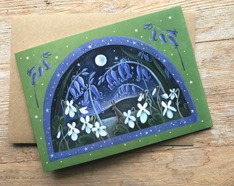 Greeting Card x 1  Violet Hare.