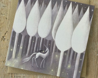 Greeting Card x1. Waking the Ghosts. Unicorn and Bird