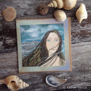 Carte de vœux x1.  Selkie. Mer/Magie Par Karen Davis
