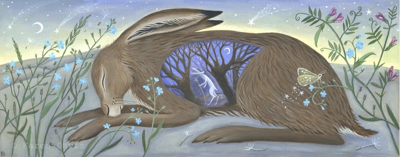 I used to be an Alchemist. Sleeping hare. Art print. image 1