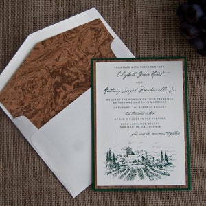 Vineyard Winery Wedding Pocket Card Invitation Deposit image 1
