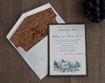 Vineyard Winery Wedding Pocket Card Invitation Deposit