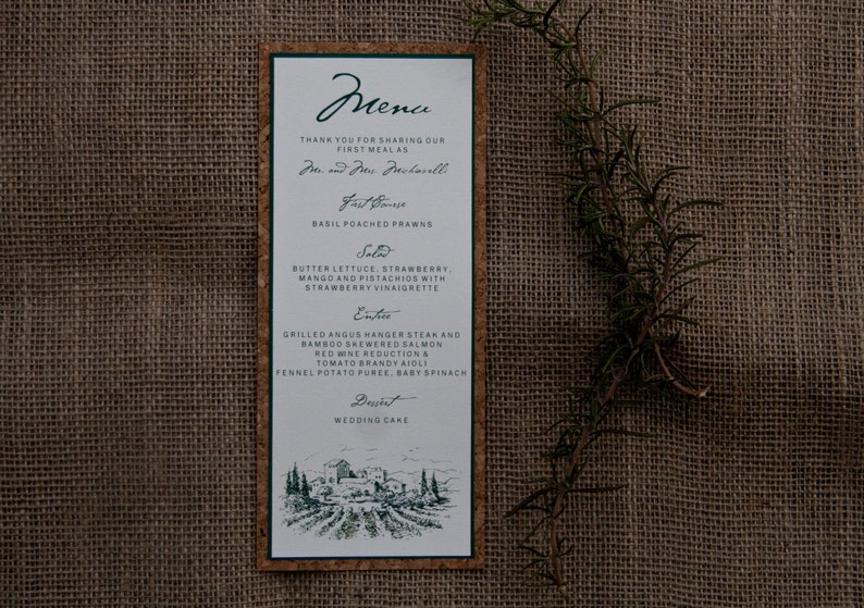 Winery Vineyard Wedding Menu Layered Cork Deposit image 3