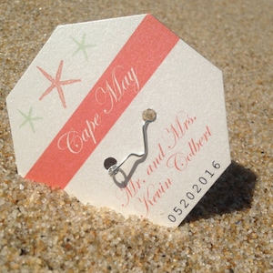 Jersey Shore Beach Badge Wedding Place Cards Wedding Starfish Seating Cards