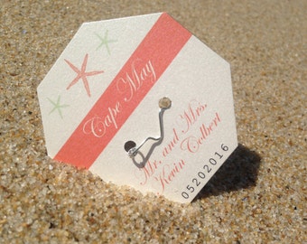 Jersey Shore Beach Badge Wedding Place Cards Wedding Starfish Seating Cards