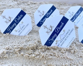 Anchor Beach Badge Wedding Place Cards | Beach Tag Nautical Wedding Escort Cards