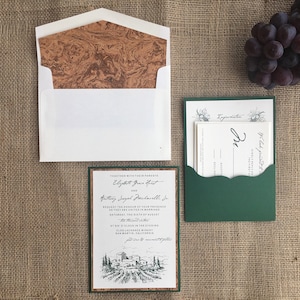 Vineyard Winery Wedding Pocket Card Invitation Deposit image 3