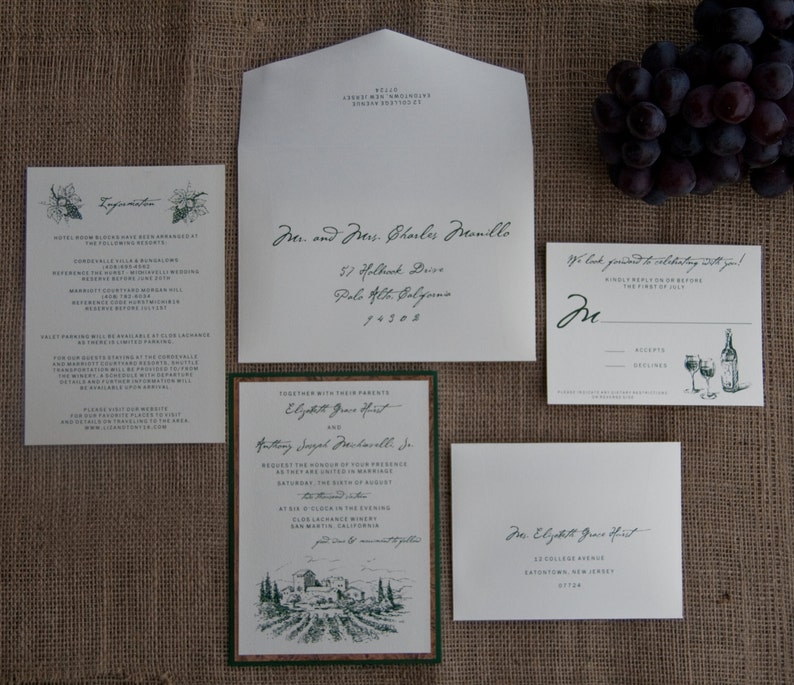 Vineyard Winery Wedding Pocket Card Invitation Deposit image 5