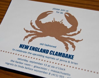 New England Clambake Invite | Nautical Invitation | Rehearsal Dinner Invitations | Save the Date | Bridal Shower Invites Deposit