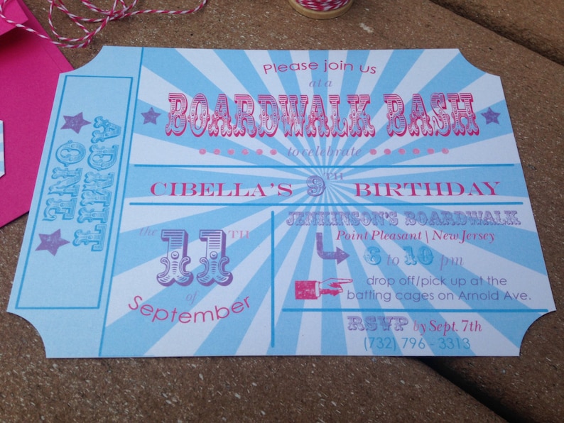 At the Boardwalk Invitation Carnival Party Invitations Wedding Save the Date Vintage Retro Retainer image 2