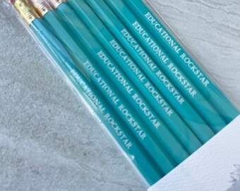 Educational Rockstar Teacher Pencil Gift Set of 7 Pencils