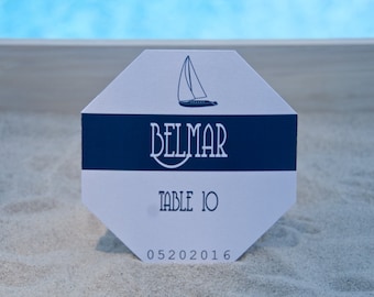Sailboat Beach Badge Wedding Table Number Sign Deposit