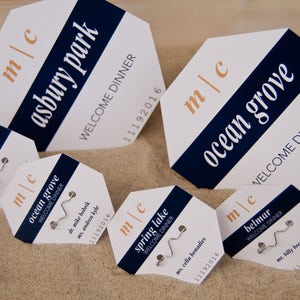 Modern Monogram Beach Badge Wedding Table Number Sign Retainer